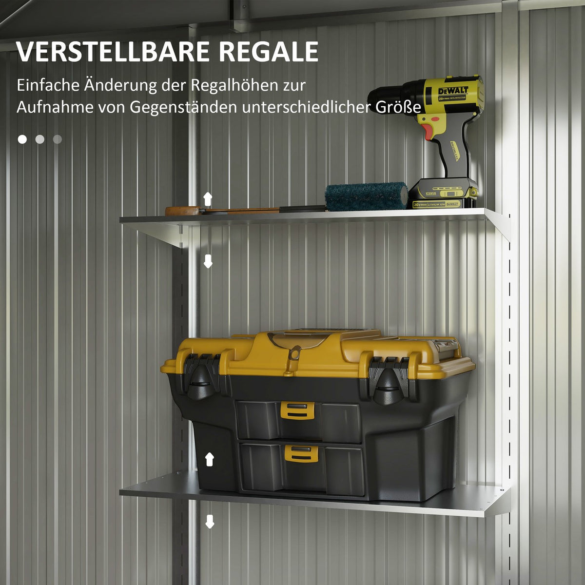 Tool Shed Steel 2.7M² Tool Shed Uv Protection Garden Cabinet 2 Sliding Doors Shelf Foundation Dark Gray 238X132X198.5Cm