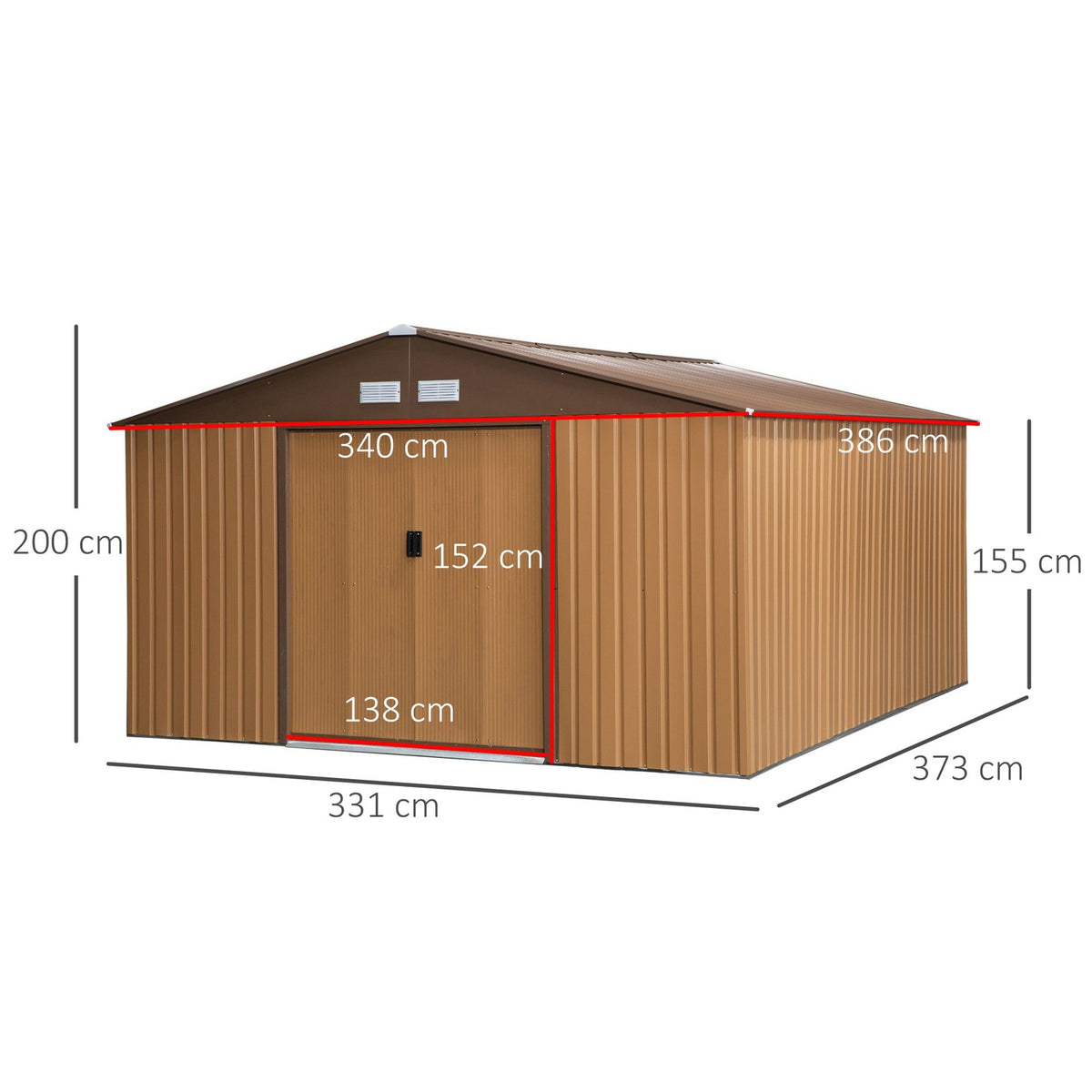 Tool Shed With Base Plate Tool Shed Garden Shed Metal Brown 340 X 386 X 200 Cm