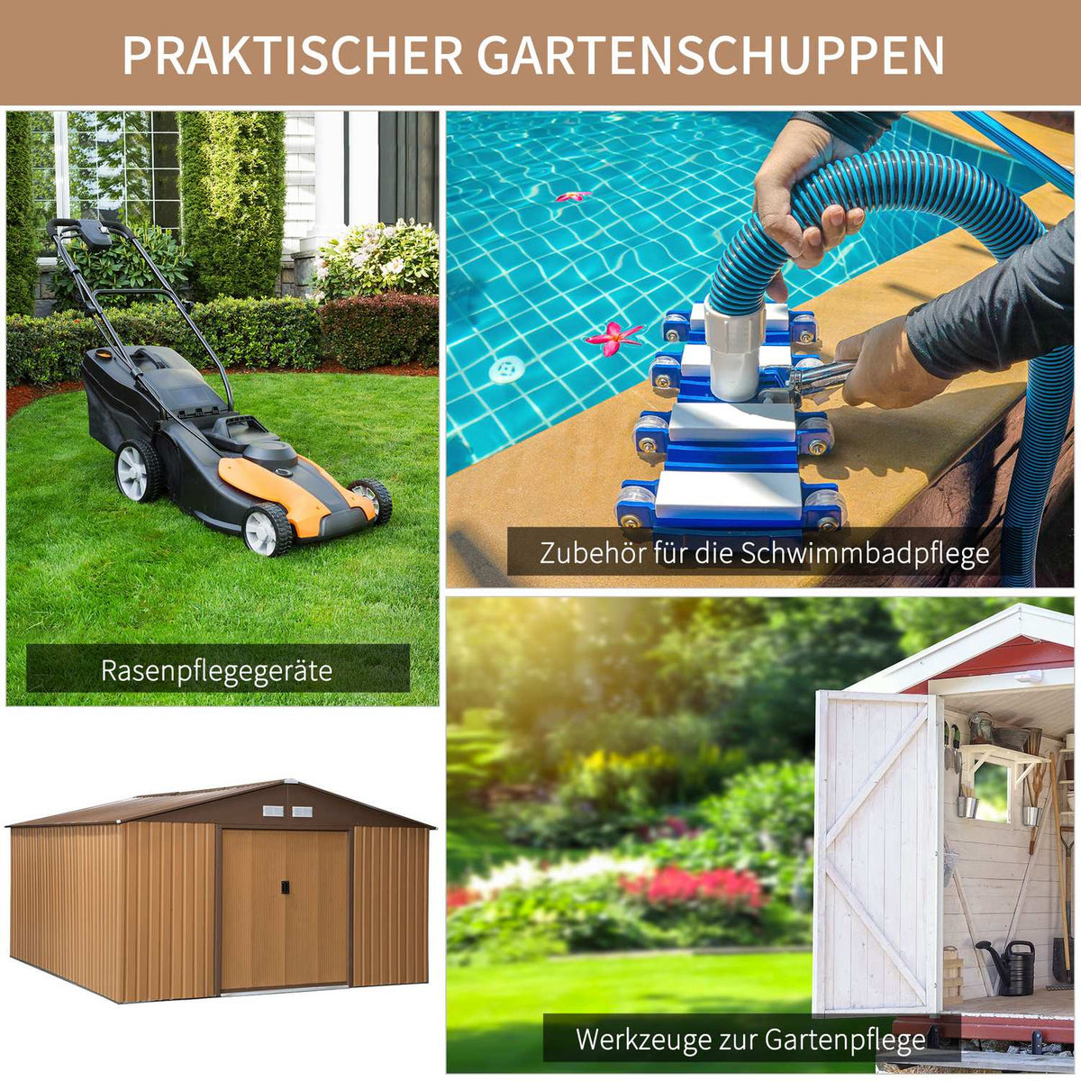 Tool Shed With Base Plate Tool Shed Garden Shed Metal Brown 340 X 386 X 200 Cm
