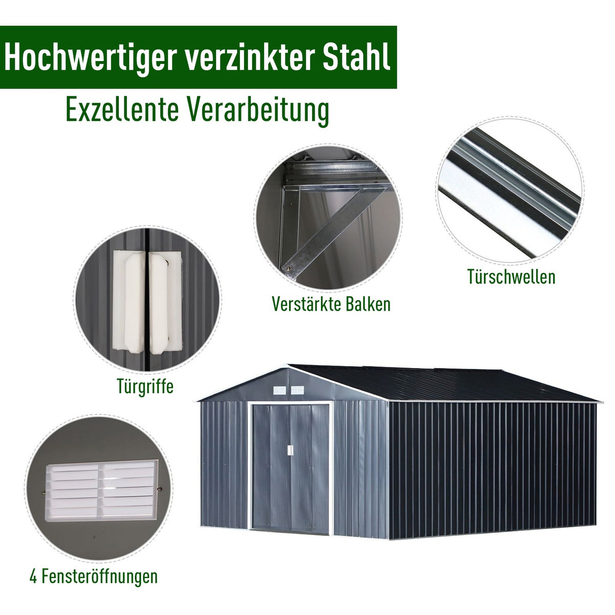 Tool Shed With Foundation Tool Shed Garden Shed Metal Charcoal Gray 340 X 386 X 200 Cm