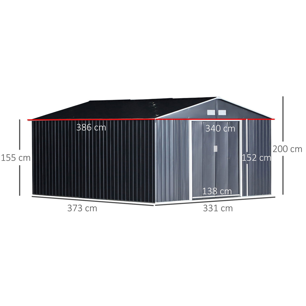 Tool Shed With Foundation Tool Shed Garden Shed Metal Charcoal Gray 340 X 386 X 200 Cm