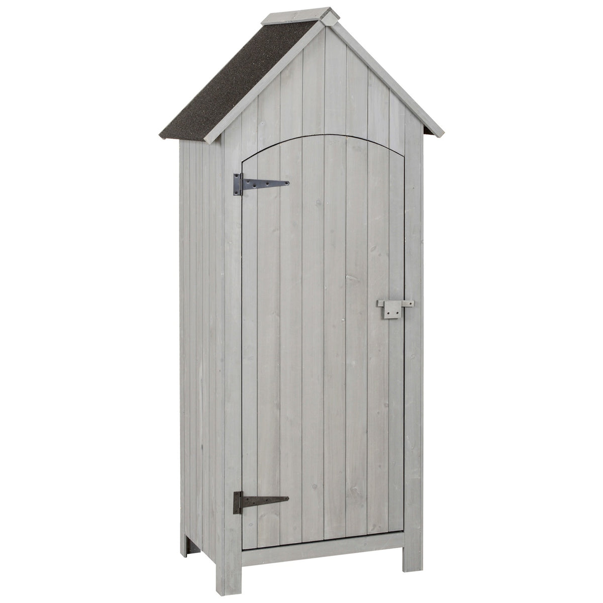 Tool Shed, Wooden Garden Cupboard, Garden House With Gable Roof, Bitumen Cardboard, Grey, 77.5 X 54.2 X 179.5 Cm