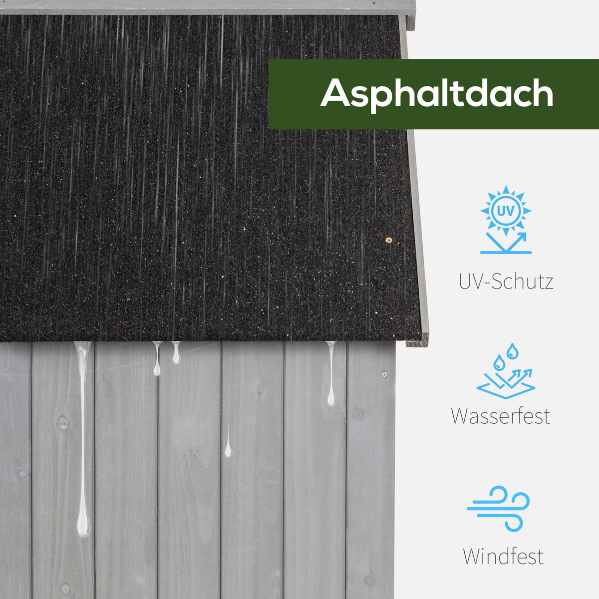 Tool Shed, Wooden Garden Cupboard, Garden House With Gable Roof, Bitumen Cardboard, Grey, 77.5 X 54.2 X 179.5 Cm