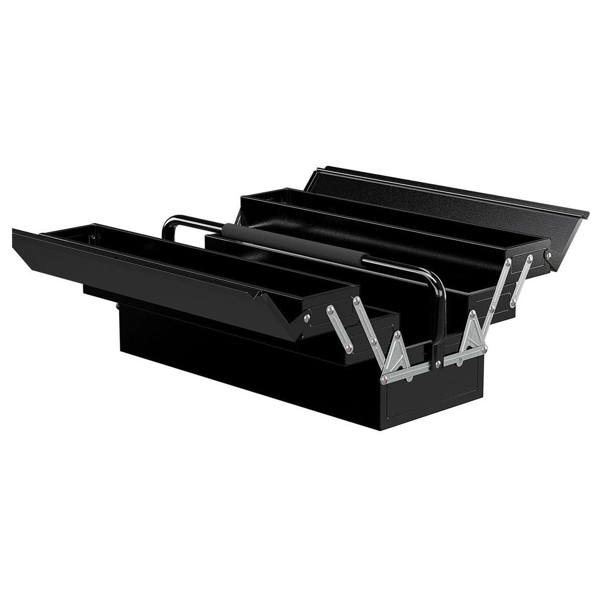 Tool box, tool box, 5 compartments, foldable steel (SPCC) black, 56 x 20 x 41 cm