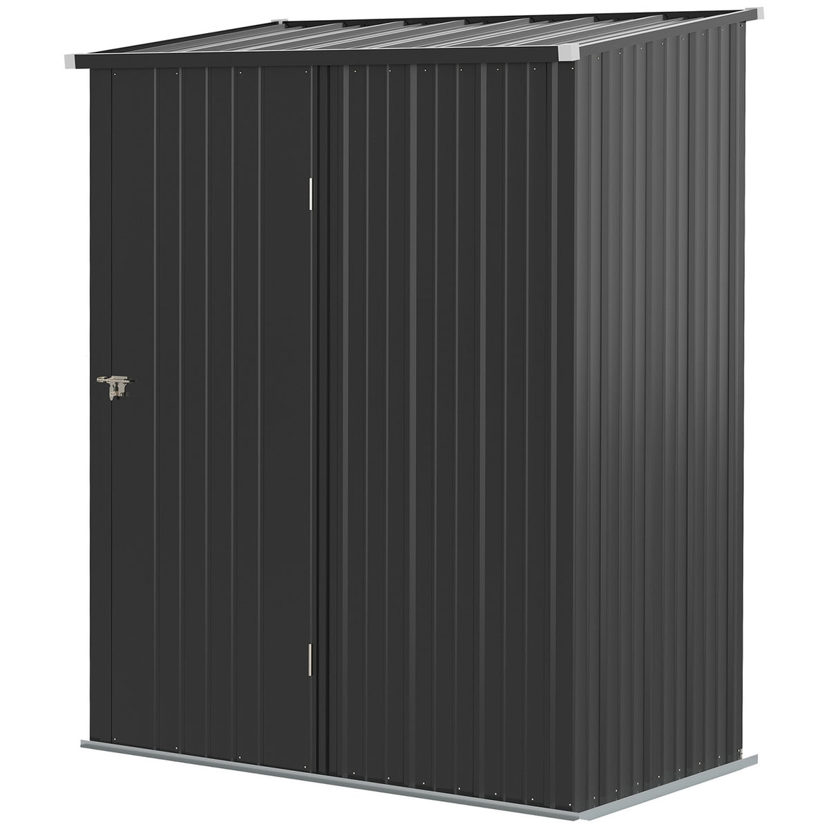 Tool shed 1.34 m² Lockable garden cupboard with pent roof made of galvanized steel, 161.5x94.5x196cm, black