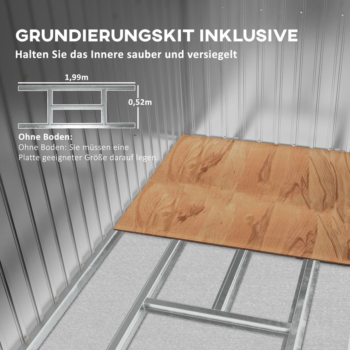 Tool shed 2.42 m², garden shed with ventilation window, sliding door, foundation, 213 x 130 x 159/172 cm, tool shed made of galvanized steel, weatherproof, for garden, green