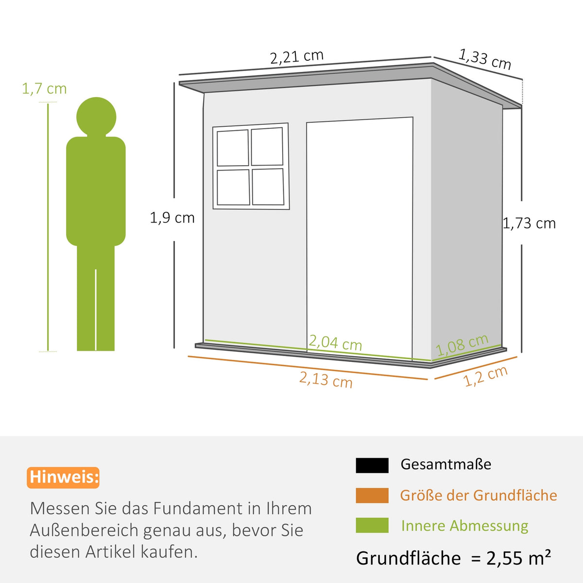 Tool shed 2.55m², garden shed with pent roof, 221 x 133 x 190/173 cm, tool shed with lockable door, window, bicycle garage, garden cupboard made of steel, for backyard, garden, dark gray