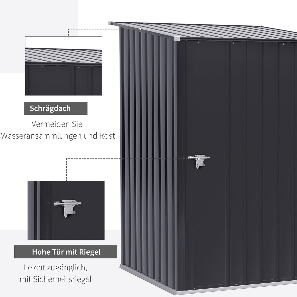 Tool shed garden shed 1 x 1 m metal garden shed tool shed 0.92 m² galvanized steel dark gray