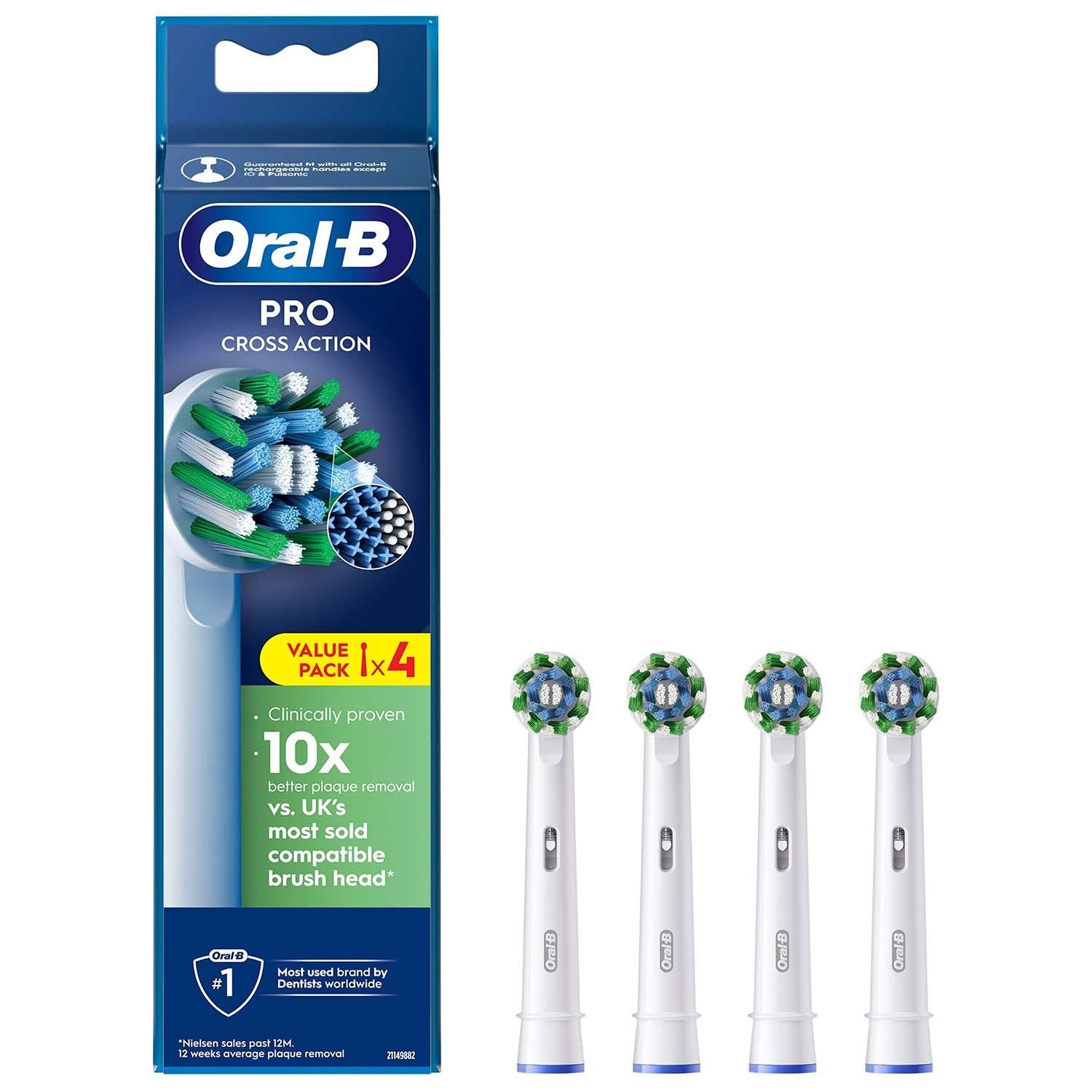 Toothbrush Heads, Cross Action, Pack of 4