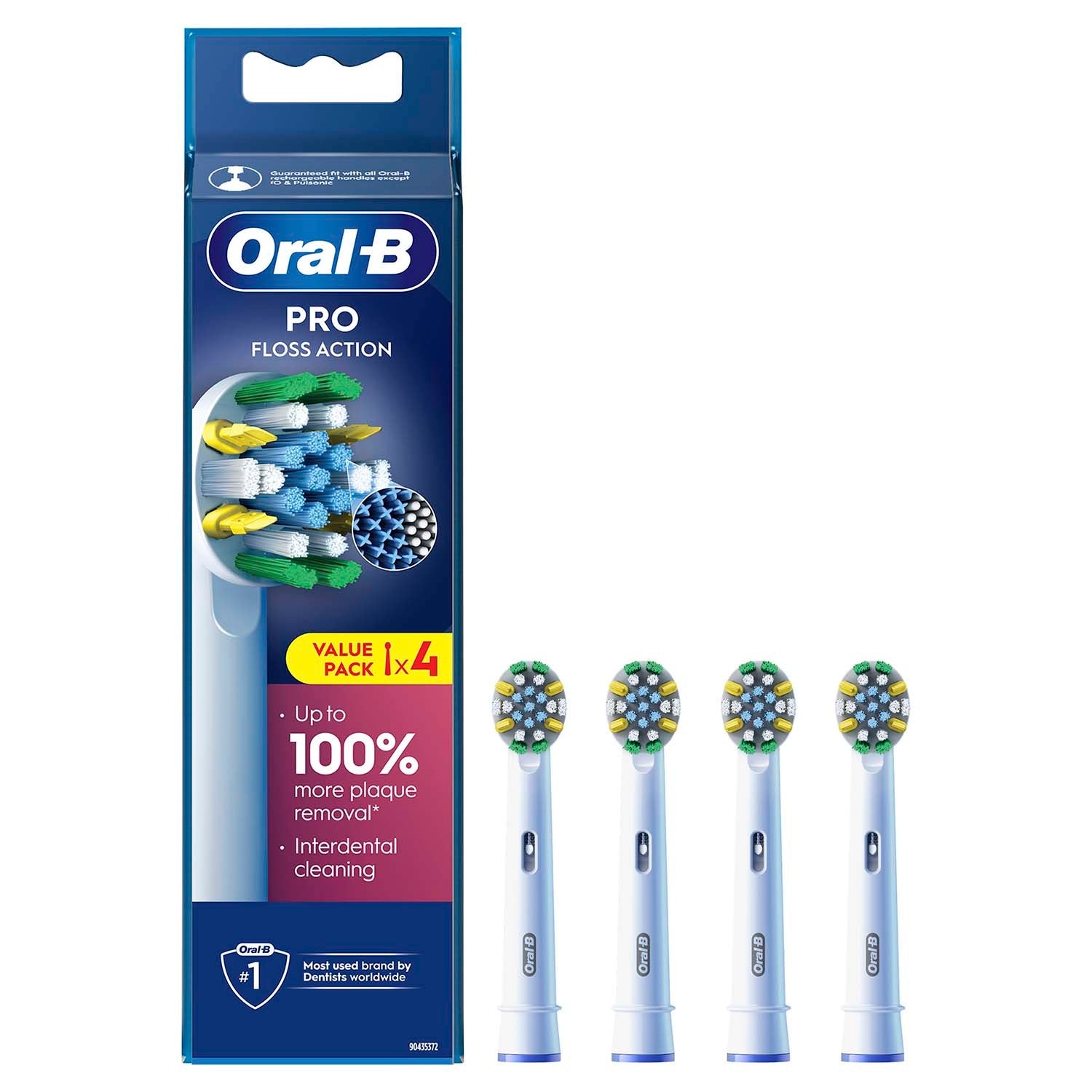 Toothbrush Heads, Floss Action, Pack of 4