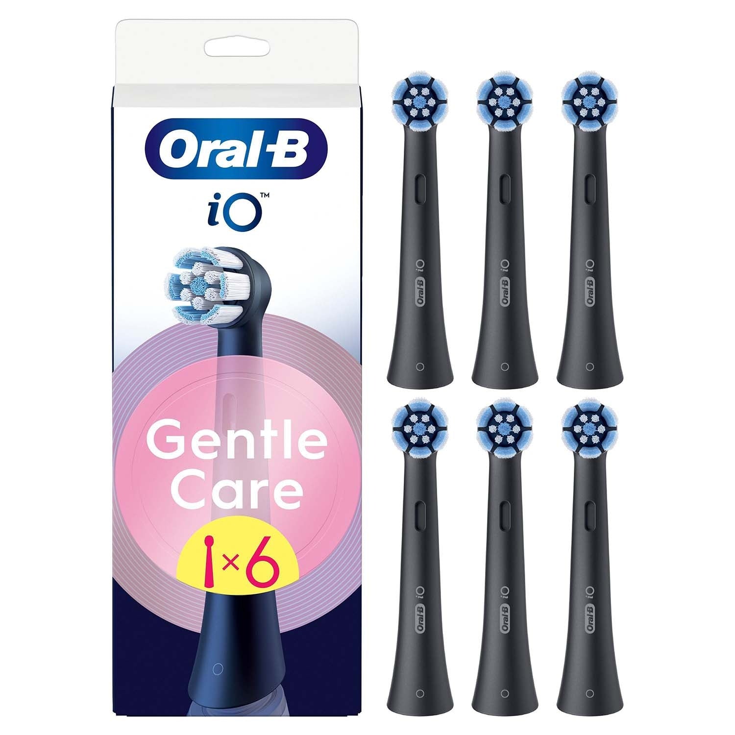 Toothbrush Heads, Gentle Care Black, Pack of 6