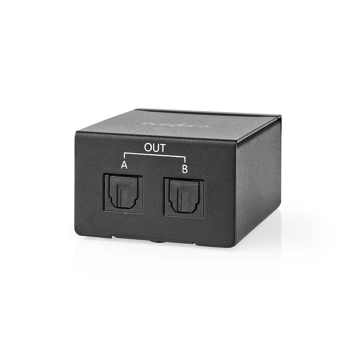 TosLink Splitter | Two-way | Connection input: TosLink Female | Connection output: 2x TosLink | Button | Metal | Black