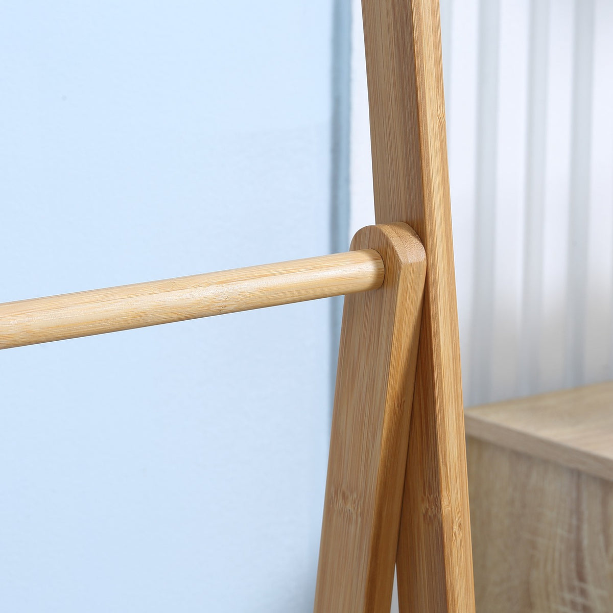 Towel Rack Foldable Towel Rack With 3 Bars & Shelves, Bath Towel Rack Made Of Bamboo, Natural