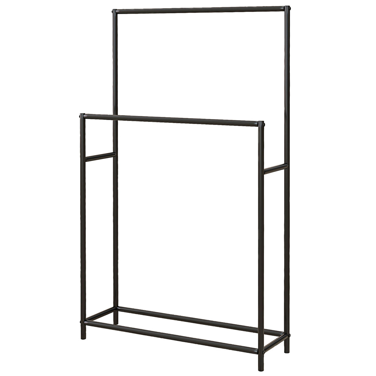 Towel Rack, Freestanding Towel Rack with 2 Towel Rails, Bath Towel Rack for Bathroom, Metal, 66 x 20 x 110 cm, Black