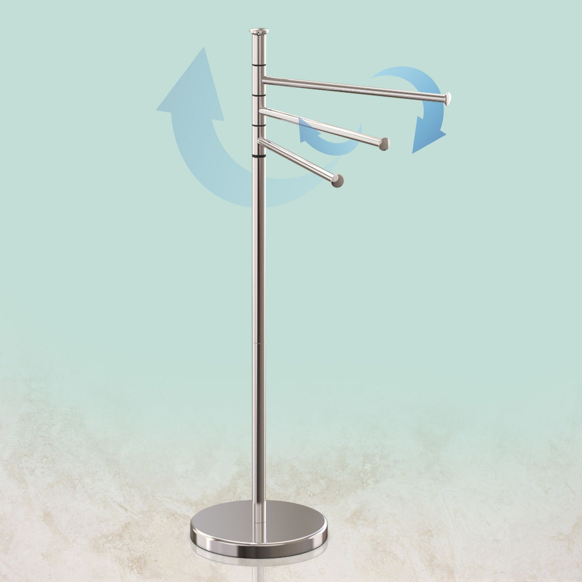 Towel Rack with 3 Swivelling Bars, Stainless Steel
