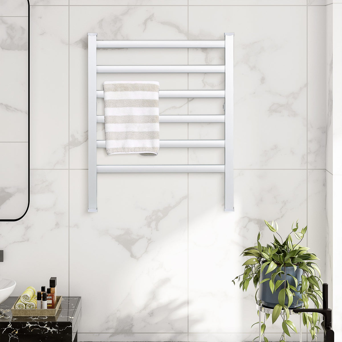 Towel Radiator Bathroom Radiator With 6 Heating Rods Towel Dryer Towel Warmer Electric Radiator For Bathroom Aluminum White