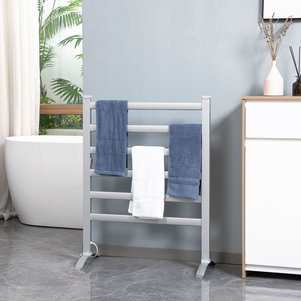 Towel Radiator Bathroom Radiator With 6 Heating Rods Towel Dryer Towel Warmer Electric Radiator For Bathroom Aluminum White