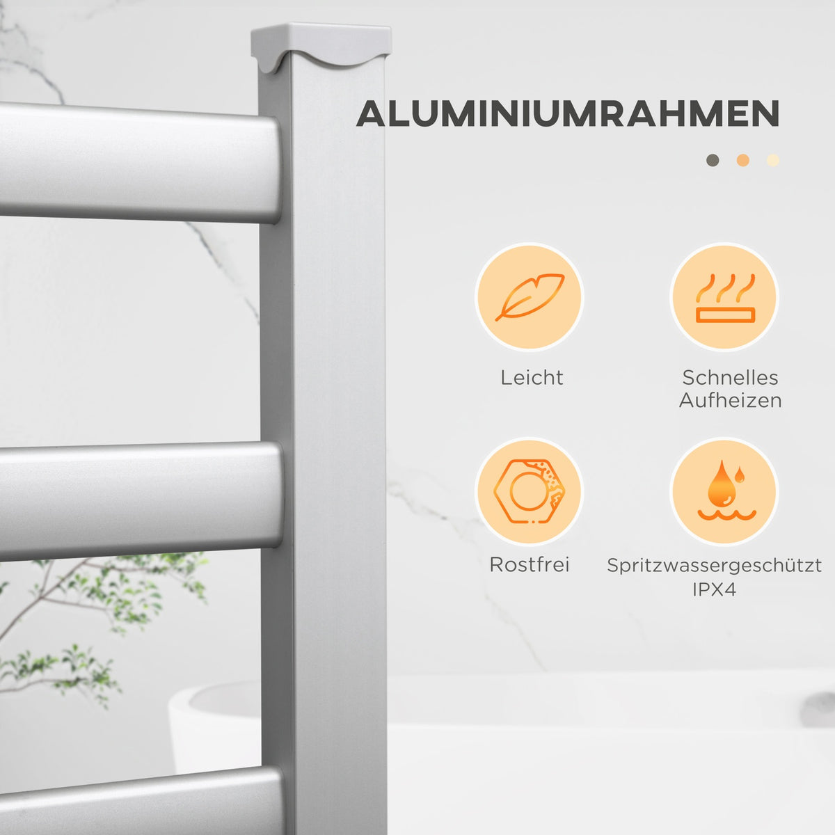 Towel Radiator Bathroom Radiator With 6 Heating Rods Towel Dryer Towel Warmer Electric Radiator For Bathroom Aluminum White
