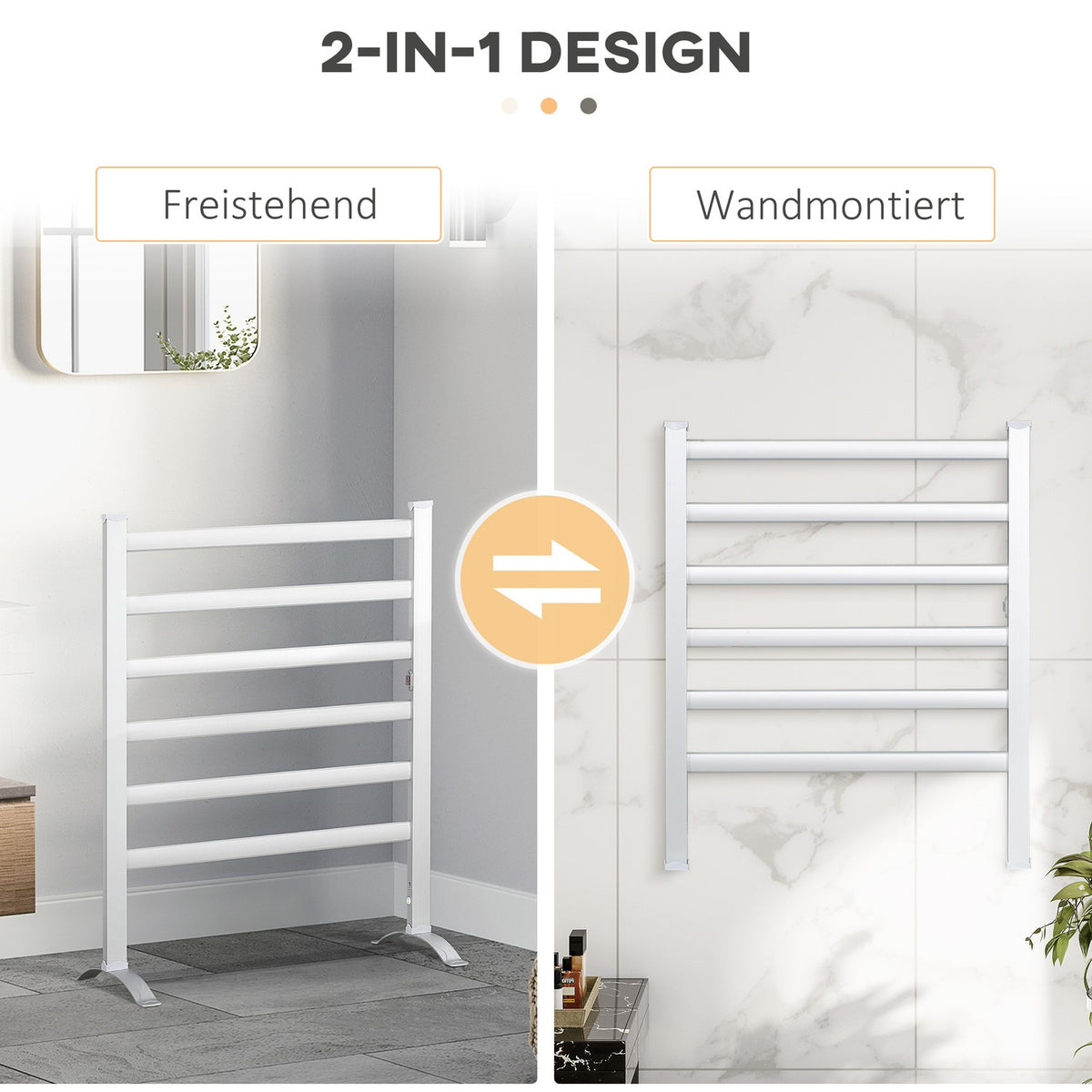 Towel Radiator Bathroom Radiator With 6 Heating Rods Towel Dryer Towel Warmer Electric Radiator For Bathroom Aluminum White