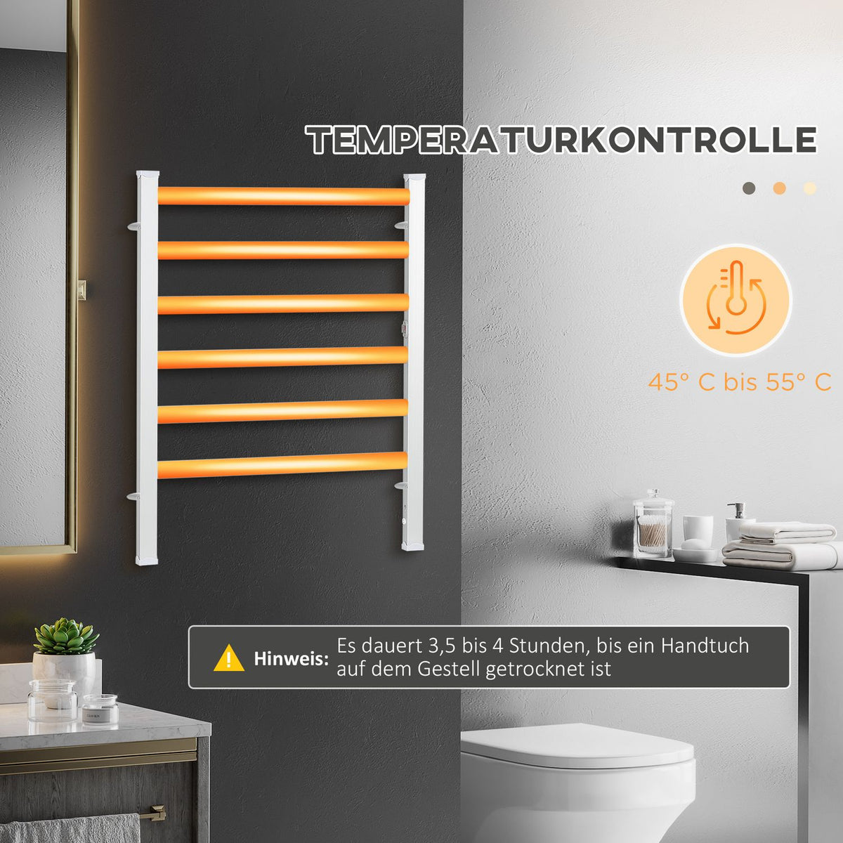 Towel Radiator Bathroom Radiator With 6 Heating Rods Towel Dryer Towel Warmer Electric Radiator For Bathroom Aluminum White