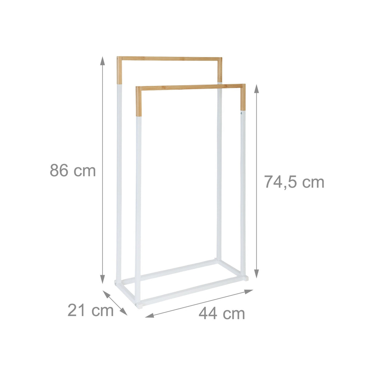 Towel Stand with 2 Bars – Metal & Bamboo