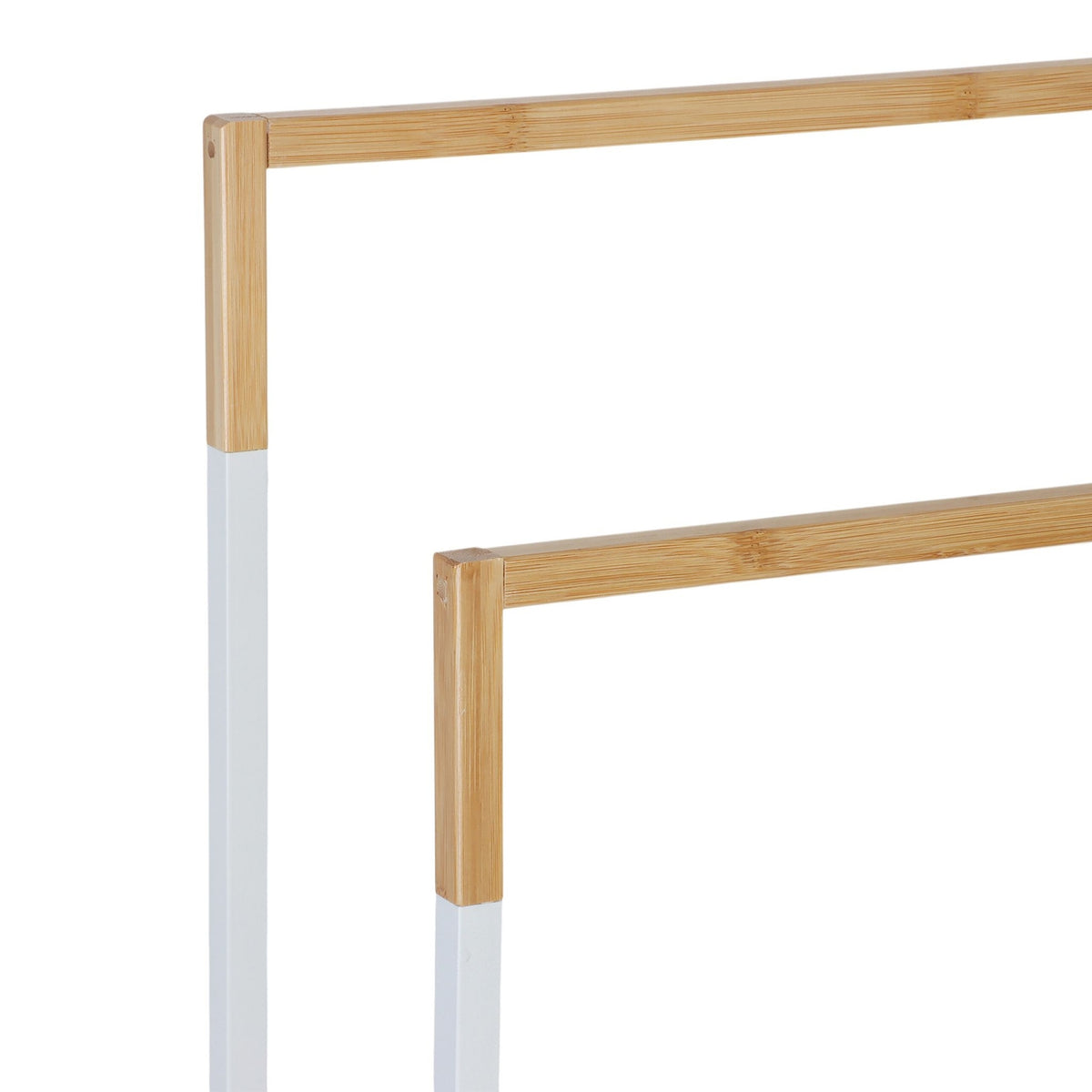 Towel Stand with 2 Bars – Metal & Bamboo