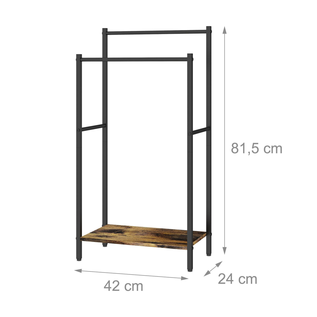 Towel Stand with Shelf – Metal Frame, Wood-Effect Finish