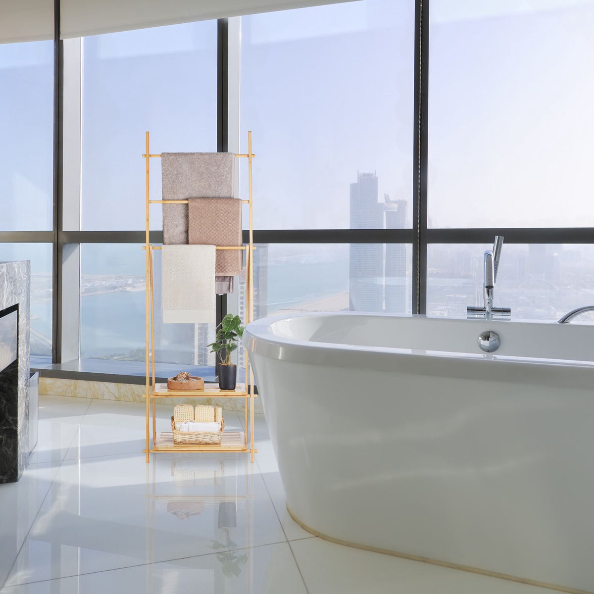 Towel hanger bamboo 3 bars