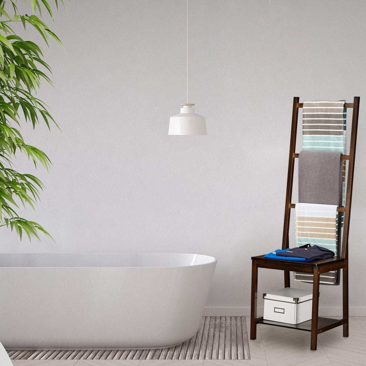 Towel hanger bamboo dark brown