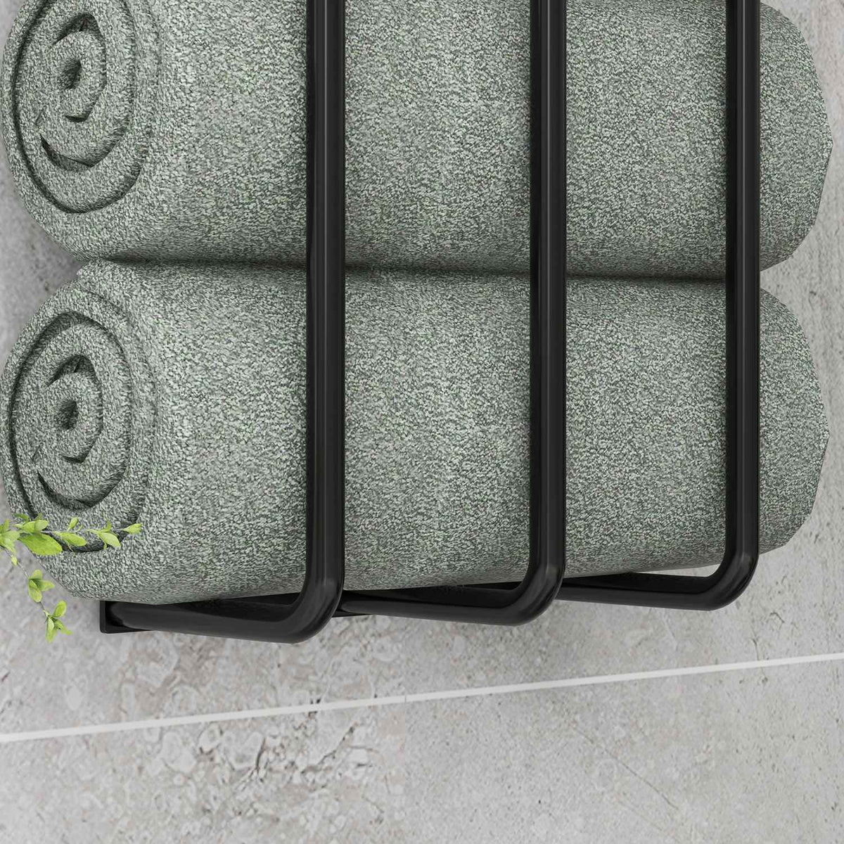 Towel rack wall mounted, bath towel rack for 6 large size (160 x 100 cm) rolled towels, guest towel rack, metal