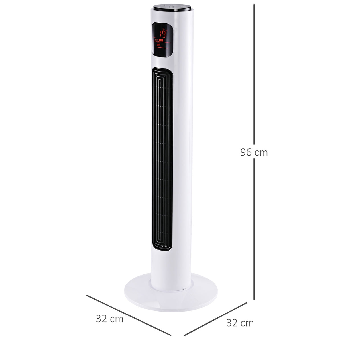 Tower Fan 70° Oscillating Pedestal Fan 96Cm 45W 3 Modes Abs Plastic White+Black