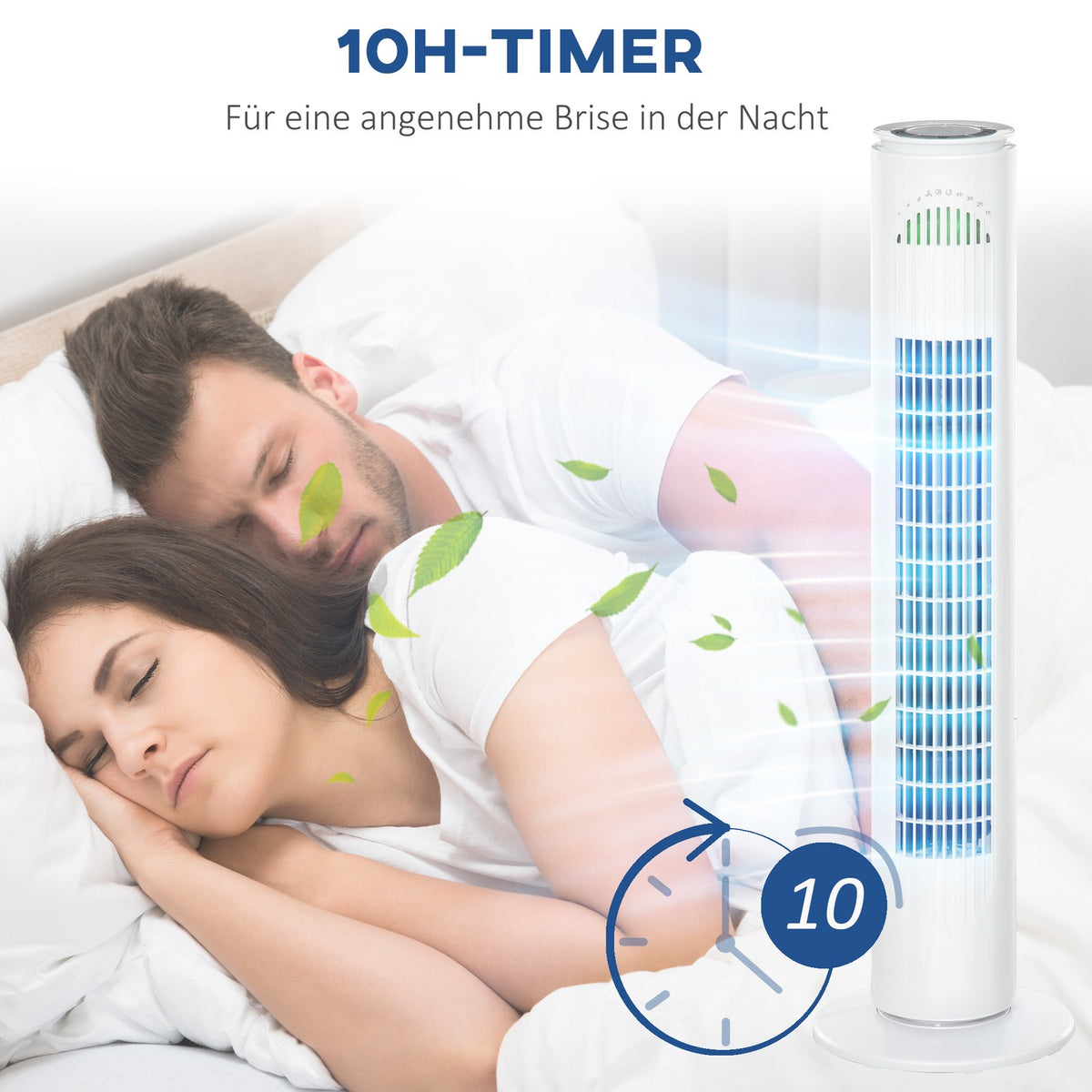 Tower Fan 70° Oscillation, 77Cm, 45W, 3 Modes & Speeds, Abs Plastic, White