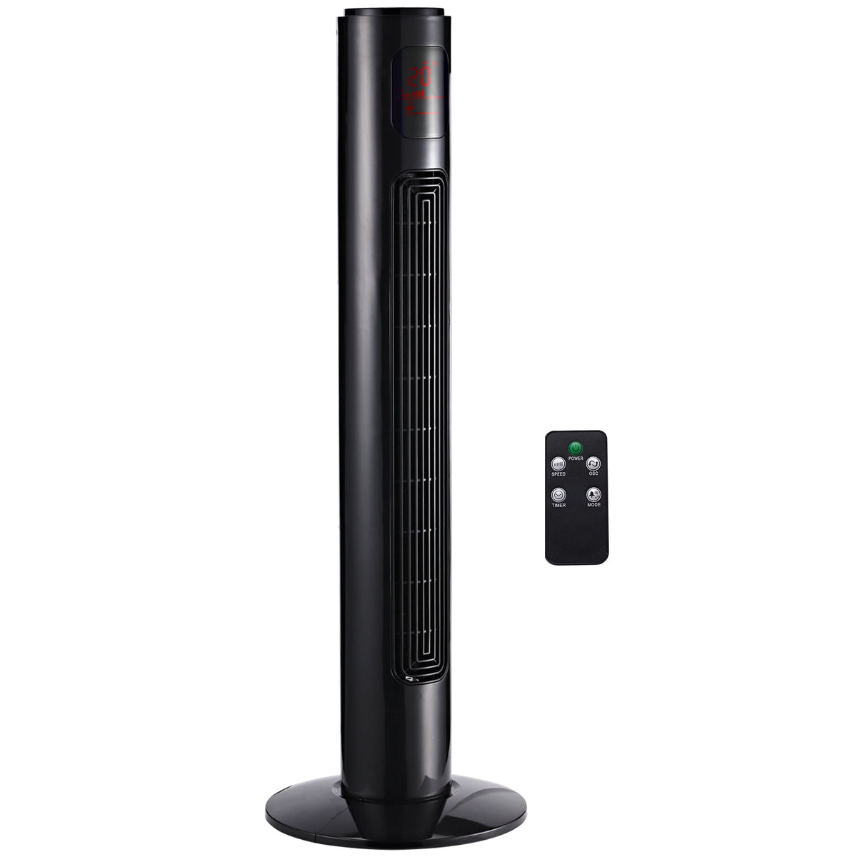 Tower Fan, Black, Remote Control, 3 Speeds, 70 Oscillation