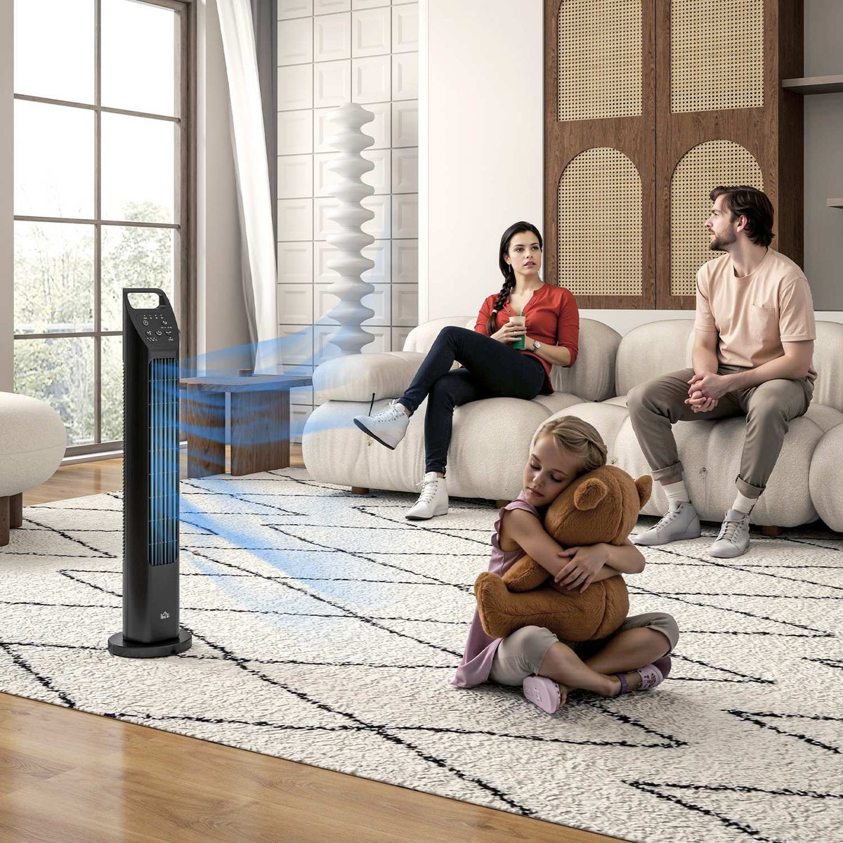 Tower Fan, Pedestal Fan with 3 Modes, Remote Control, 50W Fan with 4H Timer, 75° Oscillation, for Bedroom, Black |