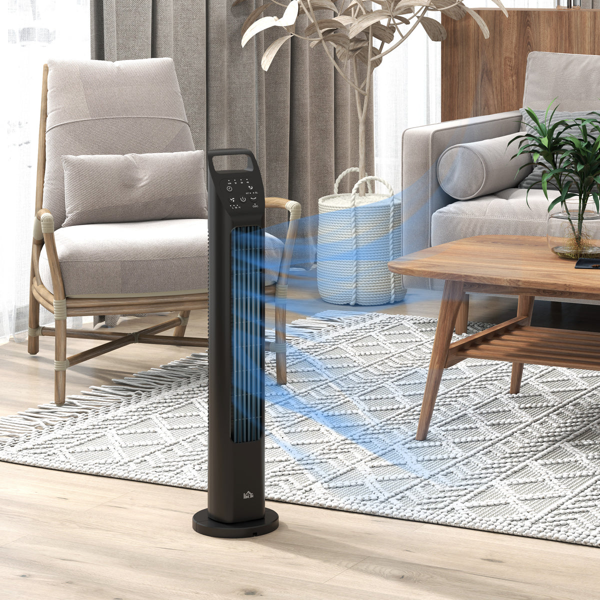 Tower Fan, Pedestal Fan with 3 Modes, Remote Control, 50W Fan with 4H Timer, 75° Oscillation, for Bedroom, Black |