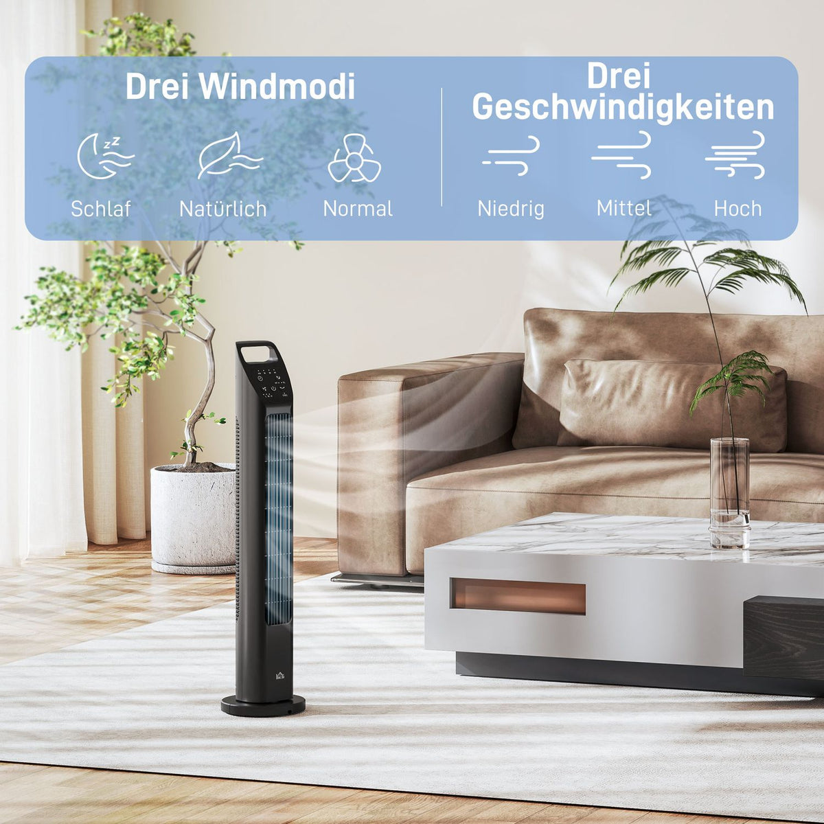 Tower Fan, Pedestal Fan with 3 Modes, Remote Control, 50W Fan with 4H Timer, 75° Oscillation, for Bedroom, Black |