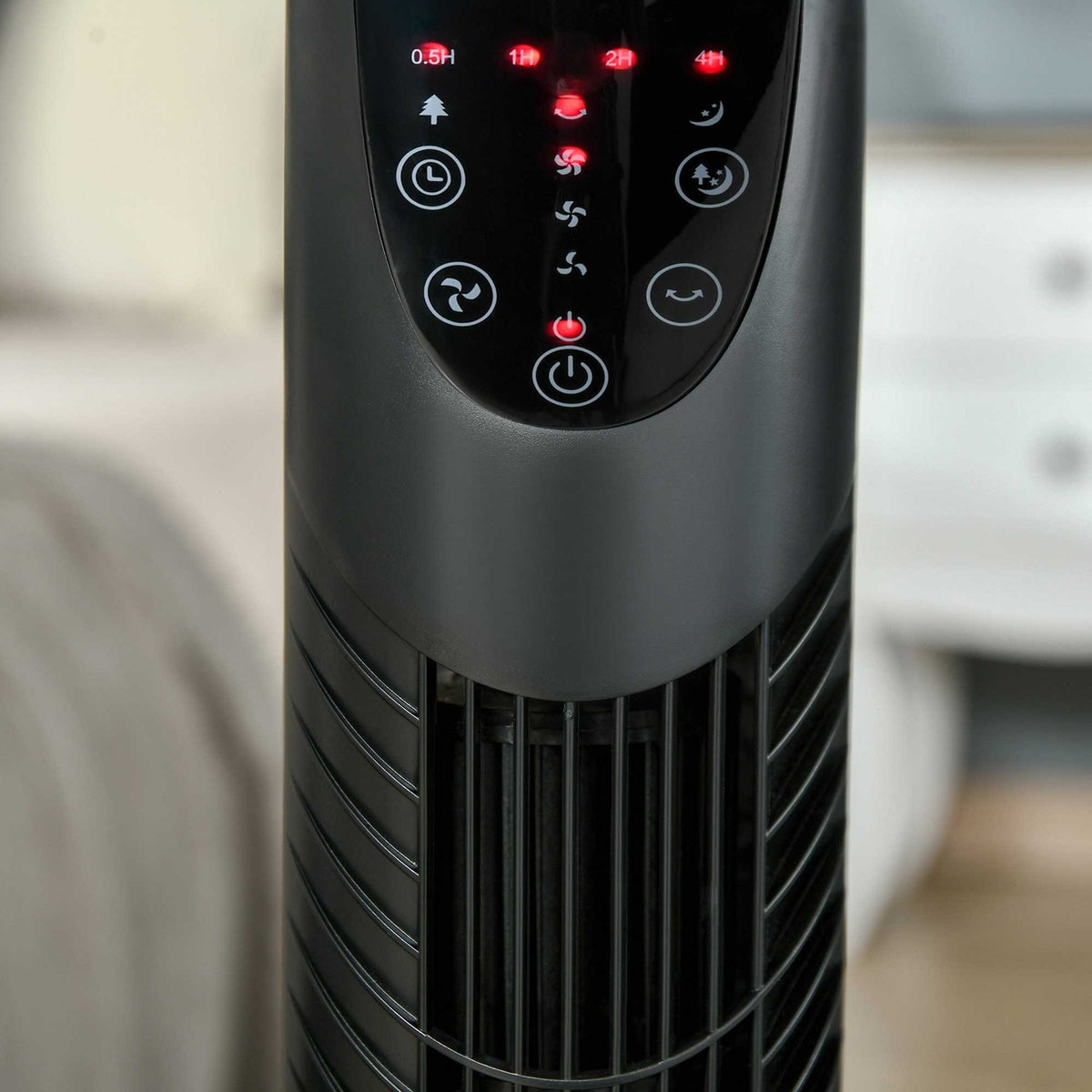 Tower Fan Quiet Stand Fan 3 Levels 7.5H Timer 40W Remote Control 70° Oscillation Bedroom Black