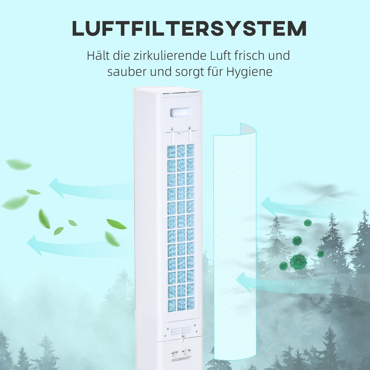 Tower Fan with Humidifier and Remote, 3 Modes, Timer