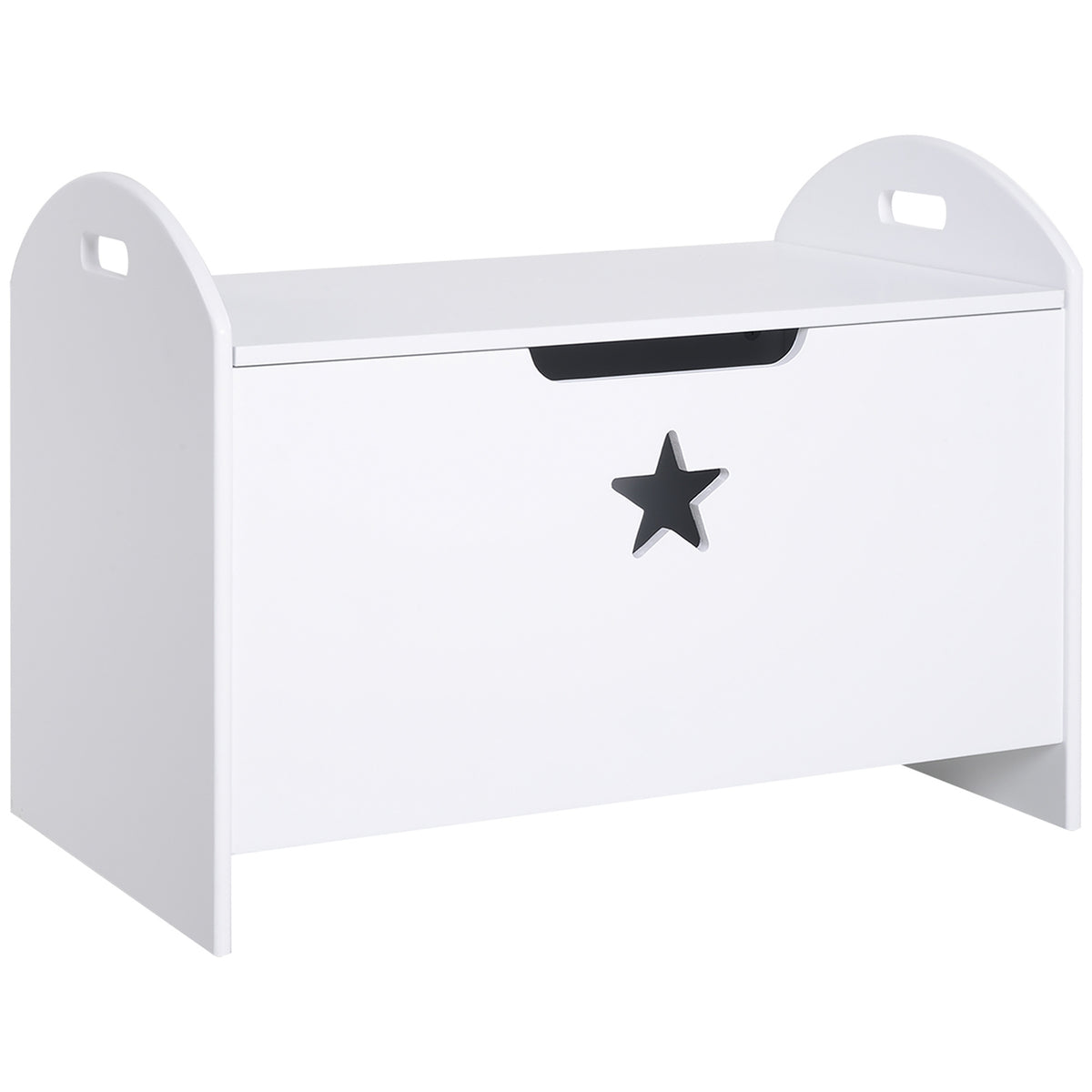 Toy Box Children'S Storage Box With Safety Hinge, White, Mdf, 62X40X46.5Cm