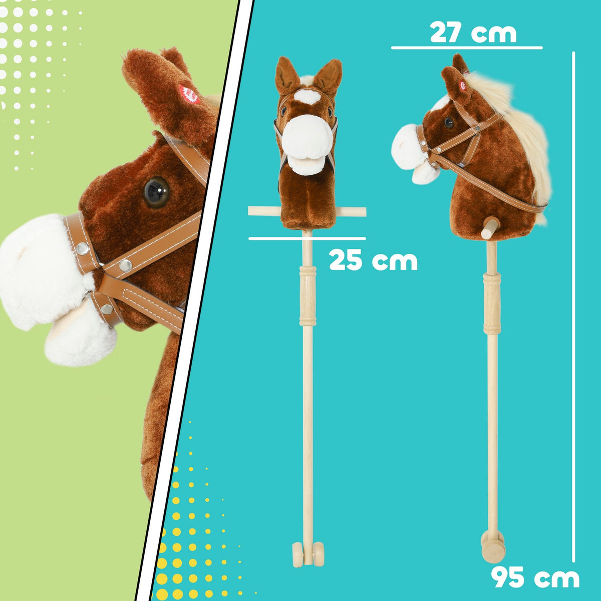 Toy Hobby Horse with Sound, Wheels, for Kids 24+ Months