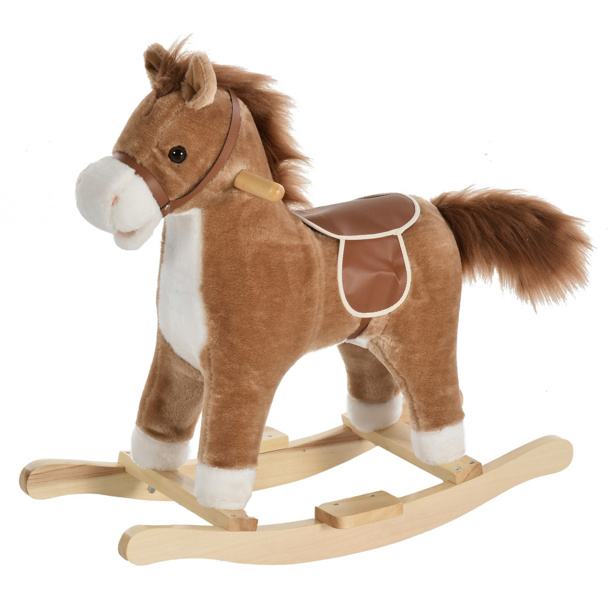 Toy Rocking Horse Rocking Animal With Animal Sounds Handles For 36-72 Months Plush Brown 65 X 32.5 X 61 Cm