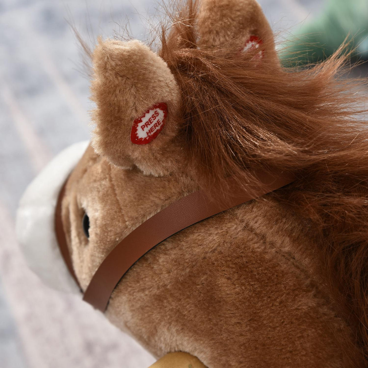Toy Rocking Horse Rocking Animal With Animal Sounds Handles For 36-72 Months Plush Brown 65 X 32.5 X 61 Cm