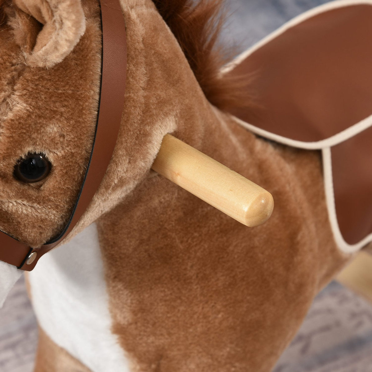 Toy Rocking Horse Rocking Animal With Animal Sounds Handles For 36-72 Months Plush Brown 65 X 32.5 X 61 Cm