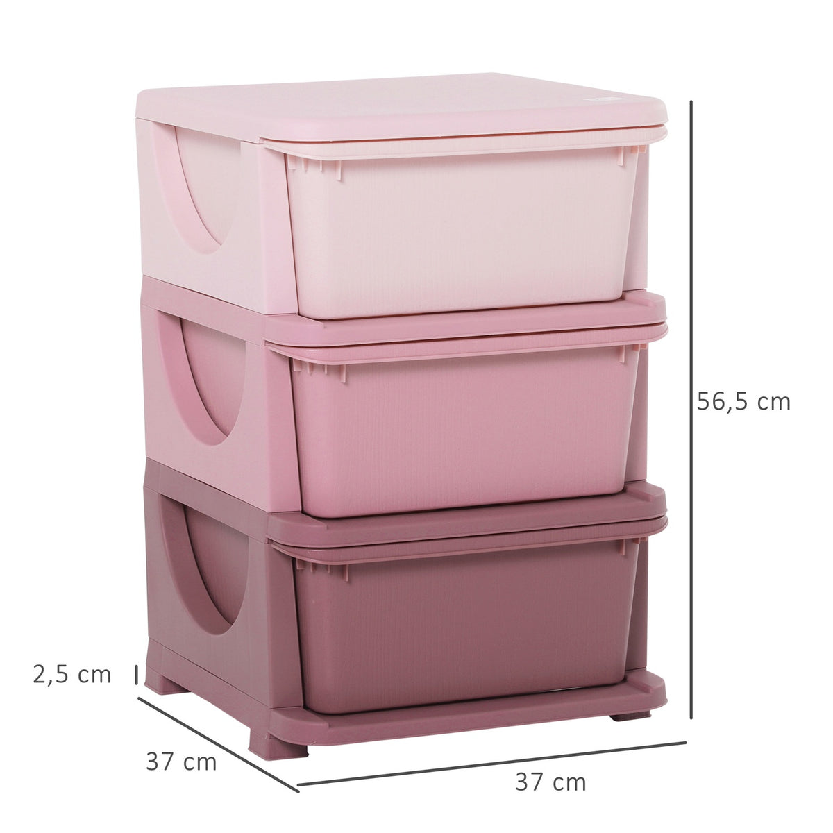 Toy Storage 3 Tier Chest of Drawers Children's Room Small Drawer Cabinet for Children Pink