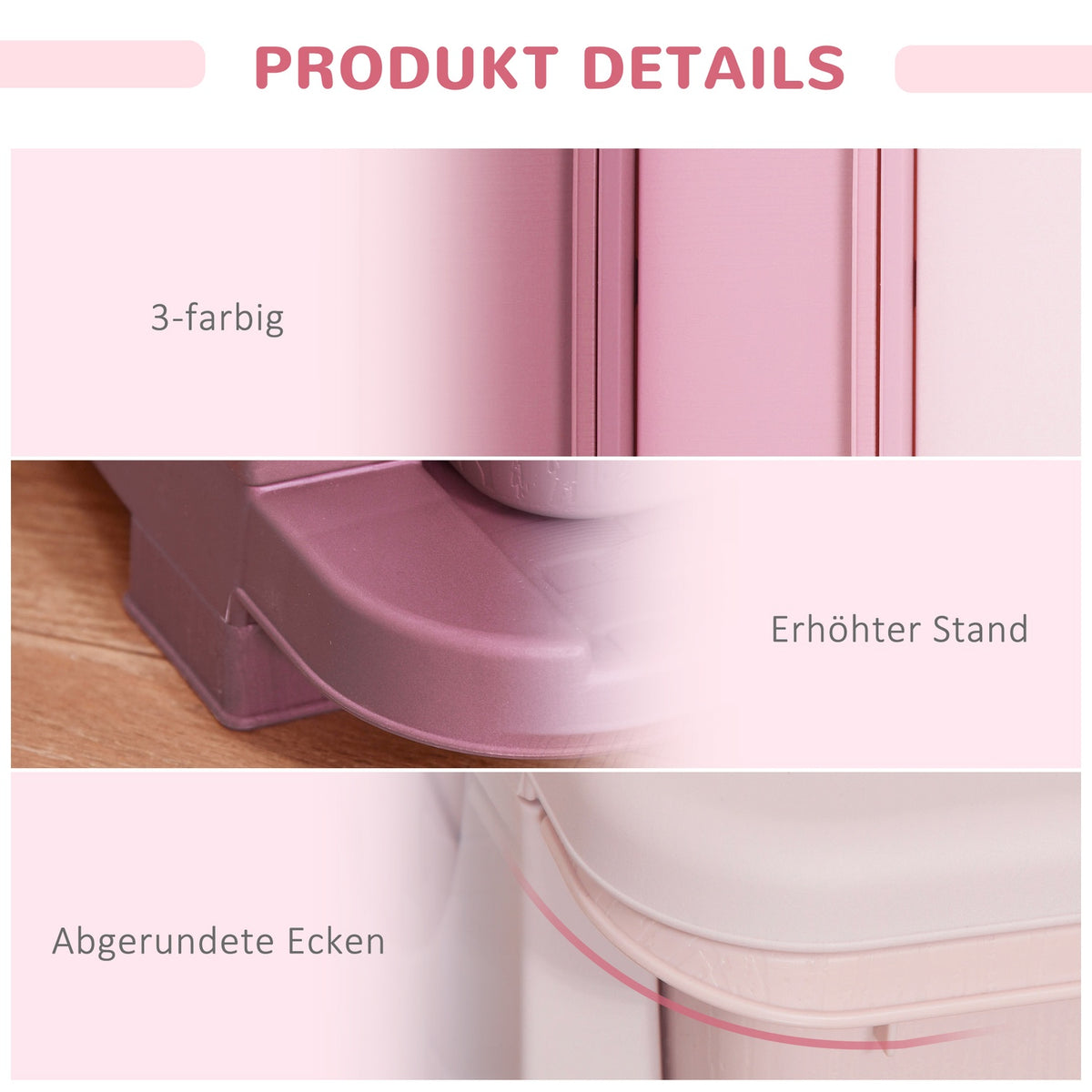 Toy Storage 3 Tier Chest of Drawers Children's Room Small Drawer Cabinet for Children Pink