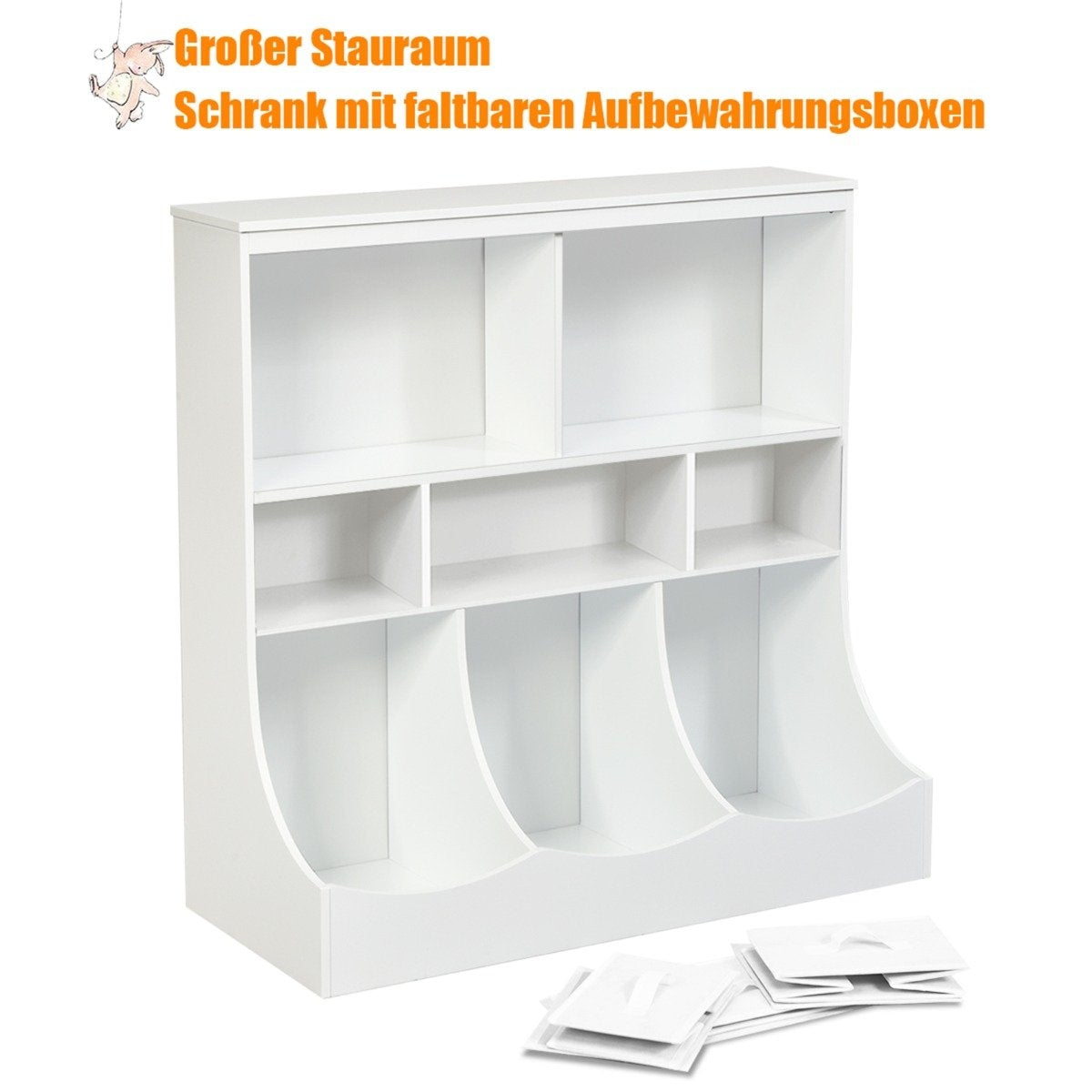 Toy shelf with 5 compartments & 3 drawers children's shelf toy organizer 93 x 40 x 94 cm white