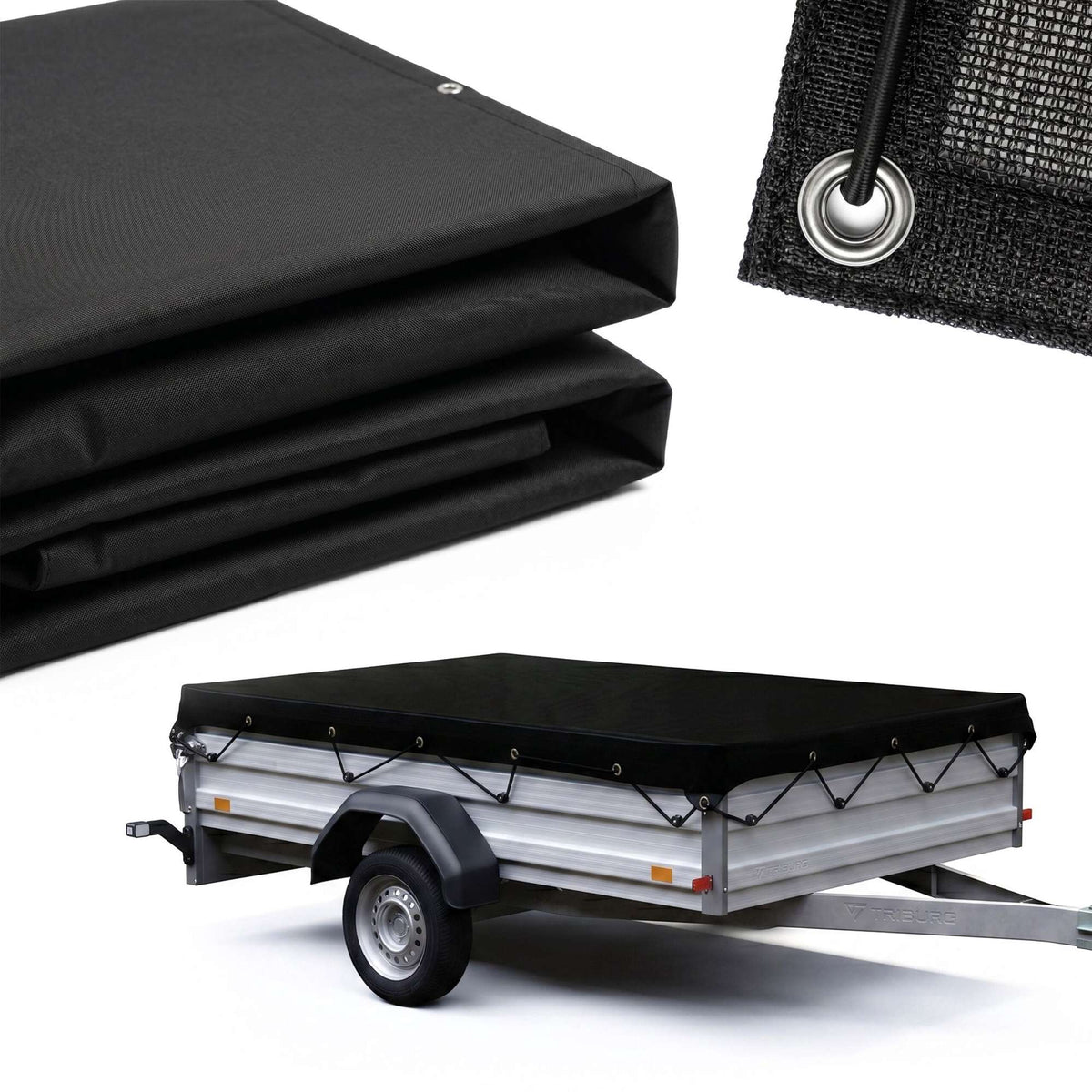 Trailer Cargo Net, Fine-Mesh, 3.5 x 7 m, Black