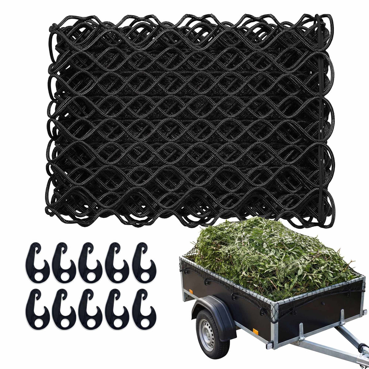 Trailer Net, Black, 1x2m, Durable PP Plastic