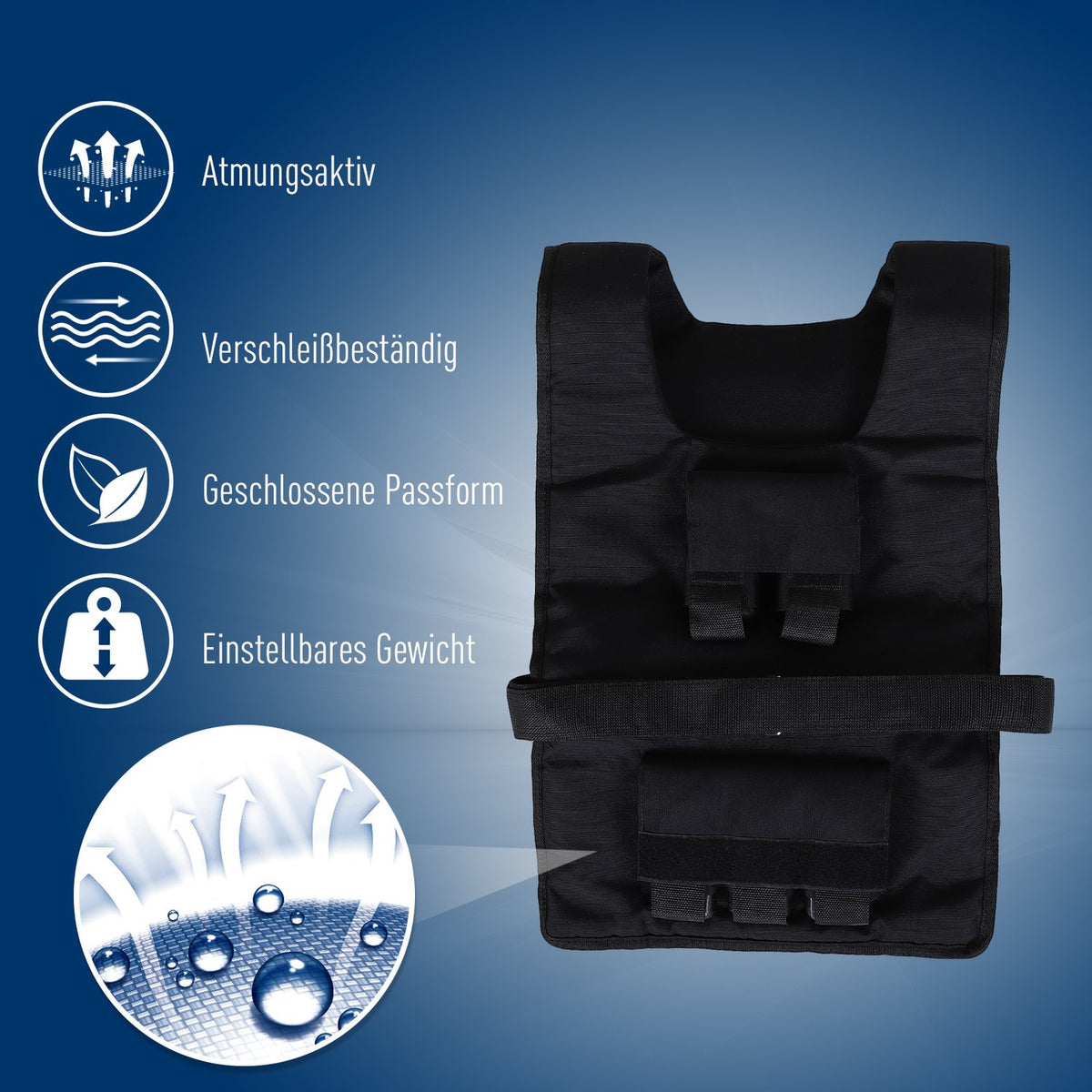 Training Vest 30Kg Weight Vest For Strength Training, Adjustable, Oxford+Iron, Black, 36X52Cm