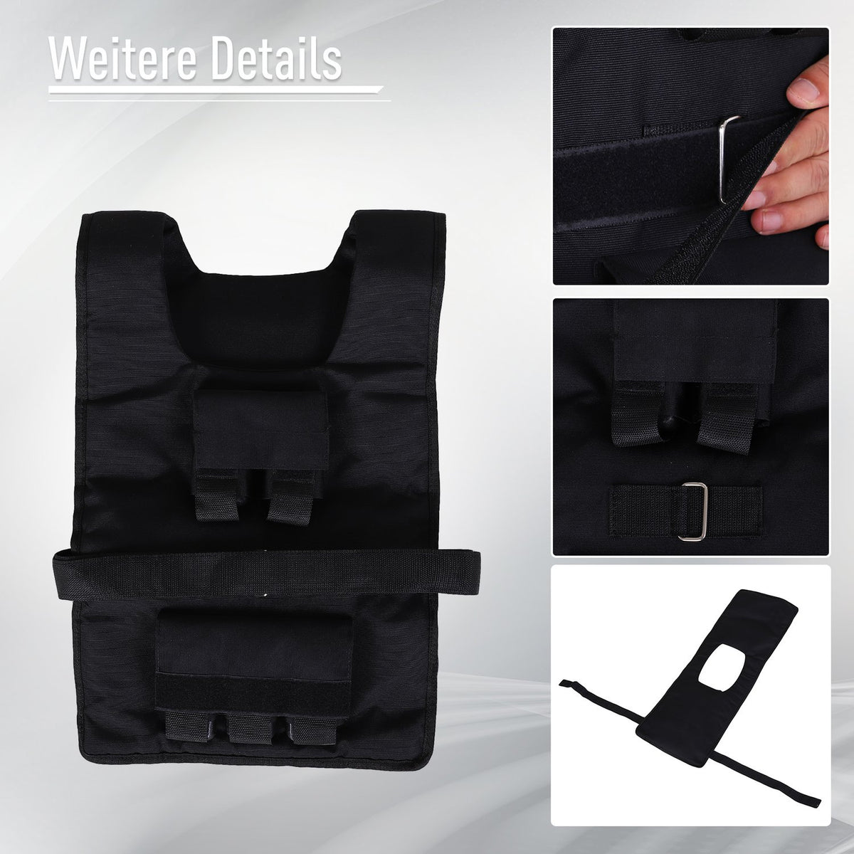 Training Vest 30Kg Weight Vest For Strength Training, Adjustable, Oxford+Iron, Black, 36X52Cm
